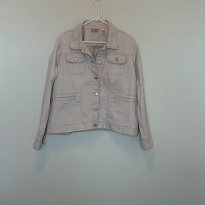 Cappagallo Women's Blazer Jacket Tan color Button front Cotton Blend Size L